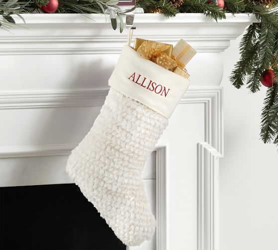 Pottery Barn Faux Fur Stocking - Honeycomb pottery barn christmas sale