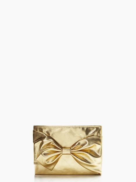 Kate Spade New York GOLD CLUTCH with Bow Detail