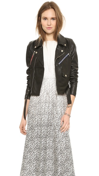 Band of Outsiders Leather Moto Jacket in Black