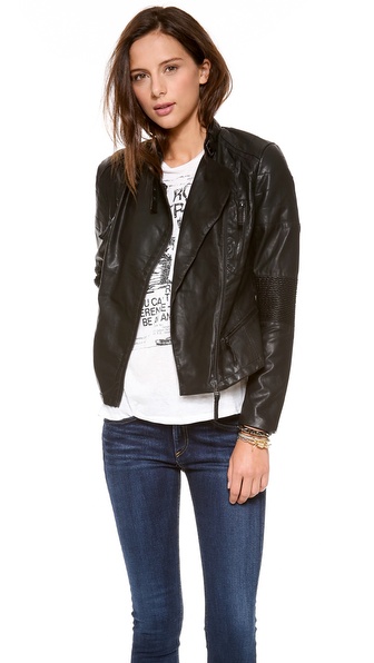 Blank Denim Vegan Moto Jacket in Black