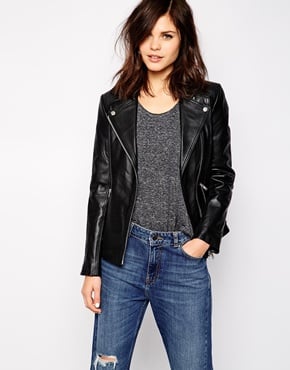 Warehouse Leather Jacket in Black. ASOS