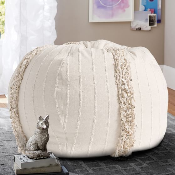 Ivory Moroccan Beanbag. Pottery Barn Teen