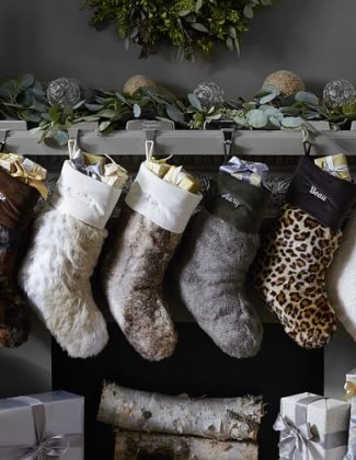 FAUX FUR STOCKINGS (Love the Leopard Print)! Pottery Barn