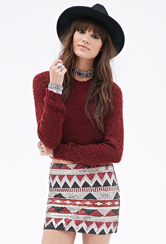Geo-Sequined Mini Skirt. Forever 21
