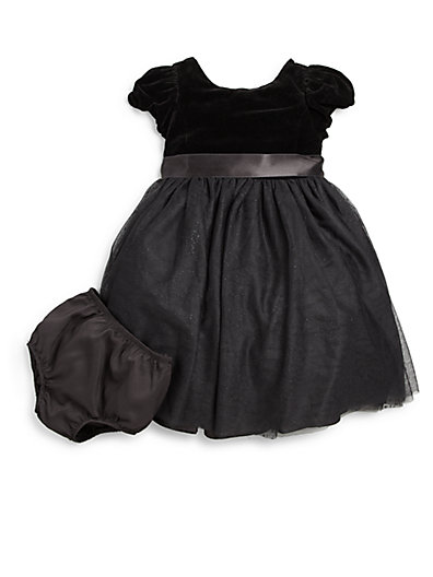 Ralph Lauren Infant's Two-Piece Velvet Party Dress & Bloomers Set 0406531378500 in Black