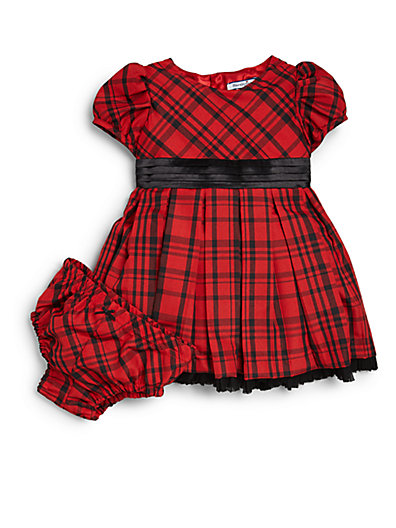 Hartstrings Infant Girl's Plaid Dress & Bloomers Set in Red and Black