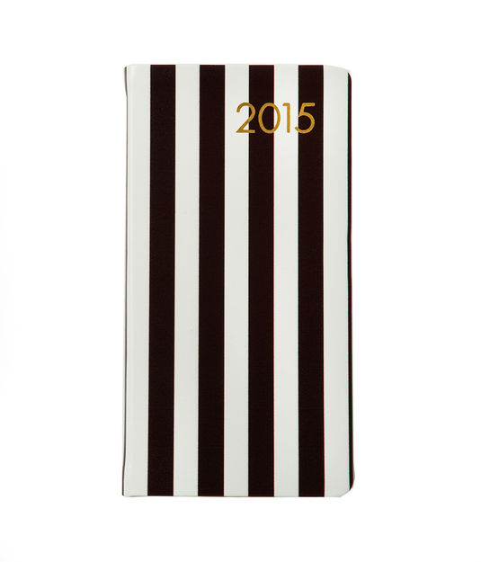 Henri Bendel CENTENNIAL STRIPE 2015 POCKET JOURNAL in Black, White and Gold