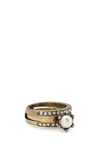 Burnished Faux Pearl Ring Set. Forever 21