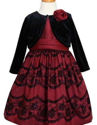 Sorbet Taffeta Dress & Velvet Bolero (Toddler Girls & Little Girls)