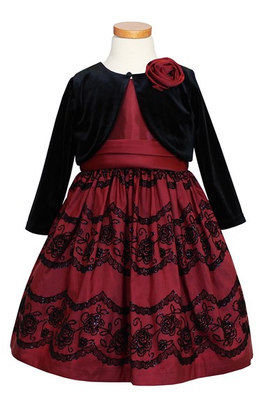 Sorbet Taffeta Dress & Velvet Bolero (Toddler Girls & Little Girls)