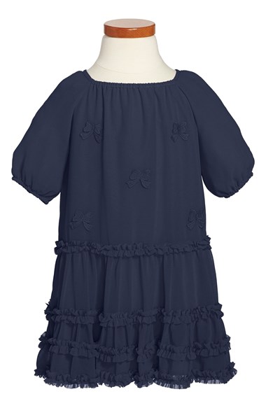 Us Angels Chiffon Dress (Toddler Girls) in Navy Blue
