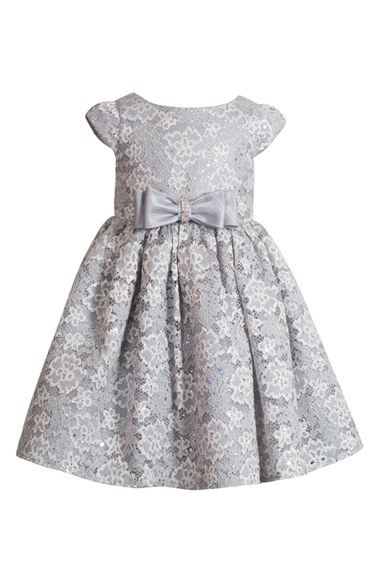 Kleinfeld Pink 'Chiara' Lace Dress (Toddler Girls) in Silver
