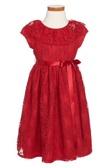 Laura Ashley Lace Dress (Toddler Girls & Little Girls) in Red