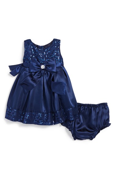 Sweet Heart Rose Sleeveless Party Dress & Bloomers (Baby Girls) in Blue