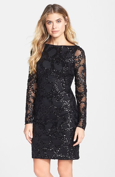 JS Boutique Sequin Sheath Dress in Black