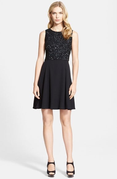 Armani Collezioni Embroidered Sequin Sleeveless Dress in Black