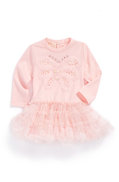 Biscotti 'Butterfly' Long Sleeve Dress in Light Pink for Baby Girls
