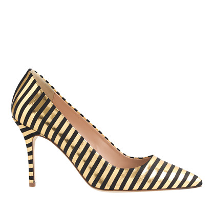 J.Crew ELSIE METALLIC STRIPE PUMPS item b4918 in black and gold