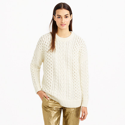 J.Crew MIXED CABLE SWEATER item b5917 in Antique White