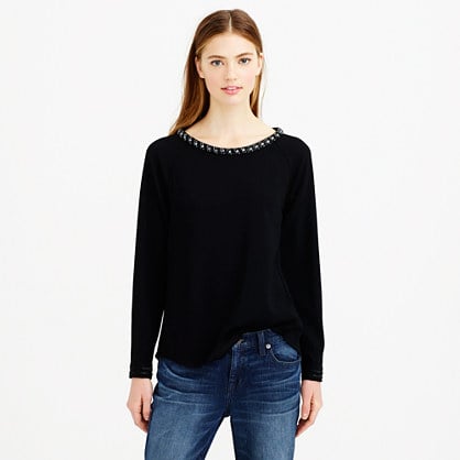 J.Crew COLLECTION BEADED CHARMEUSE TOP item b6572 in Black