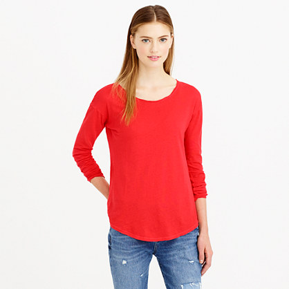 J.Crew LINEN-COTTON LONG-SLEEVE TEE item b7284 in Electric Red