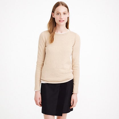 J.Crew COLLECTION CASHMERE SPARKLE LONG-SLEEVE TEE item b7925 in Flax Gold