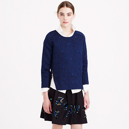 J.Crew MATELASSÉ ZIP TOP item b7989 in Vivid Ink 
