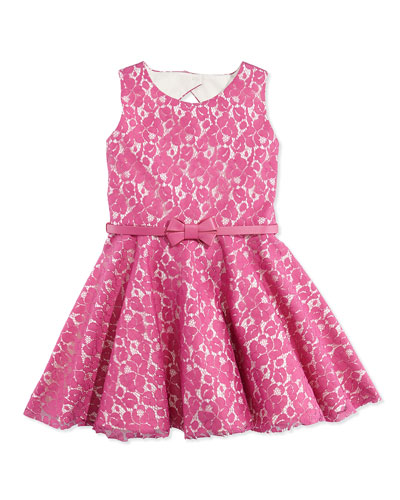 Zoe Gunmetal Glam Lace Fit-And-Flare Dress, Pink, Sizes 12 Months to 24 months