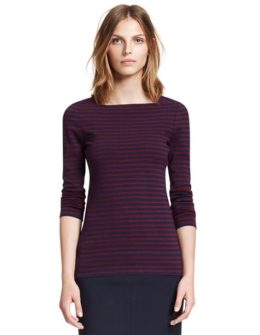 Tory Burch callan TOP in Navy/Cabernet Colorbond Stripe F