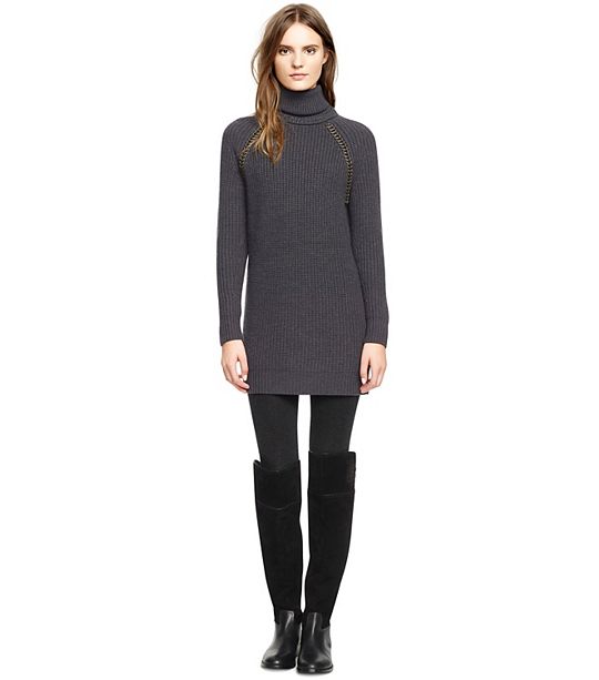 Tory Burch mckenna SWEATER DRESS in Charcoal Mel