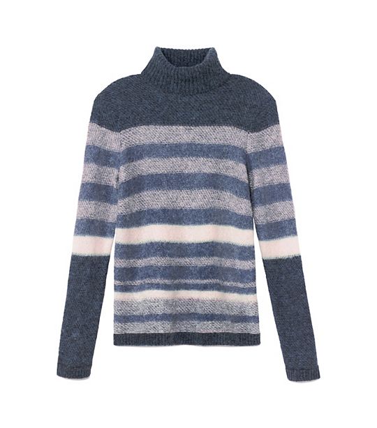 Tory Burch tricia TURTLENECK in TIMBERWOLF TAPE STRIPE A