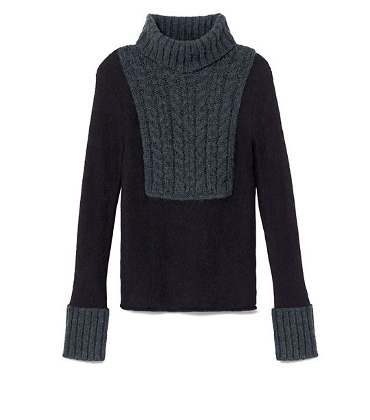 Tory Burch gretchen TURTLENECK in Black and Charcoal