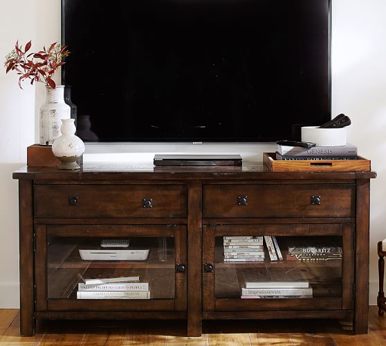 Pottery Barn BENCHWRIGHT TV STAND in Rustic Mahogany