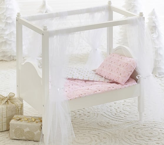 Doll Canopy Bed & Bedding. Pottery Barn Kids