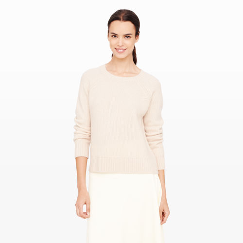 Lavra Cashmere Sweater in Praline Heather. Club Monaco