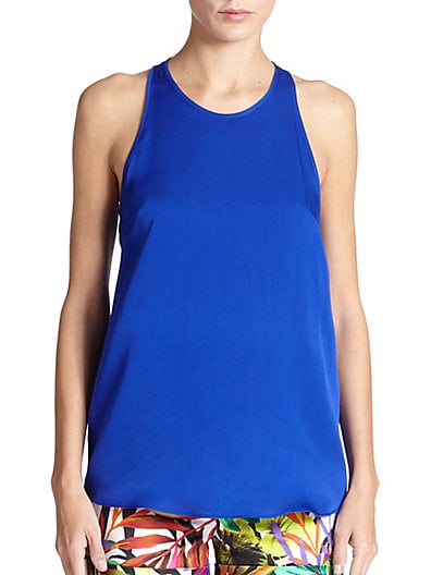 MILLY Stretch-Silk Keyhole Tank Top 0443145962701 in Cobalt Blue