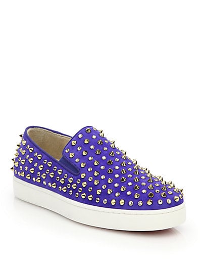 Christian Louboutin Studded Suede Slip-On Sneakers 0452537136606 in Violet