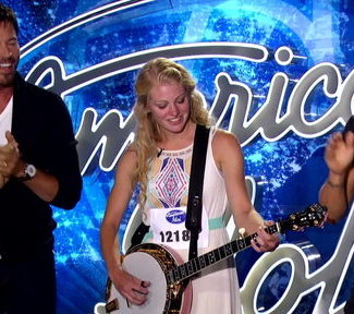 American Idol Season 14, episode 3. Harry Connick, Jr., Ellen Petersen and Keith Urban sing "The Beverly Hillbillies" theme song - banjo and all!