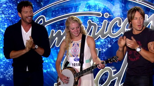 American Idol Season 14, episode 3. Harry Connick, Jr., Ellen Petersen and Keith Urban sing "The Beverly Hillbillies" theme song - banjo and all!