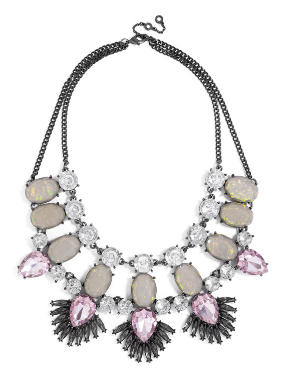 PHOENIX BIB Statement Necklace in Pink/Hematite Topaz/Hematite BaubleBar