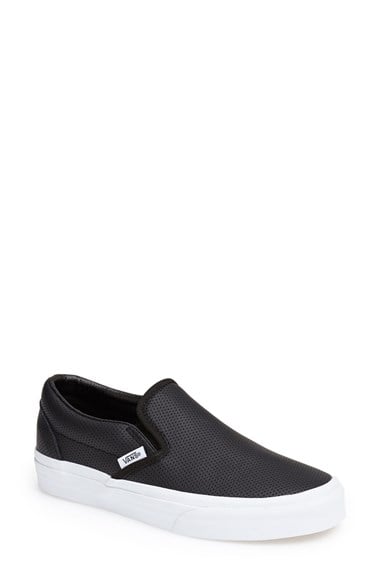 Vans 'Classic' Perforated Slip-On Sneaker (Women) in Leather Black