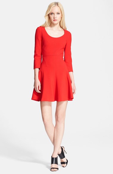 Diane von Furstenberg 'Paloma' Woven Fit & Flare Dress in Poppy