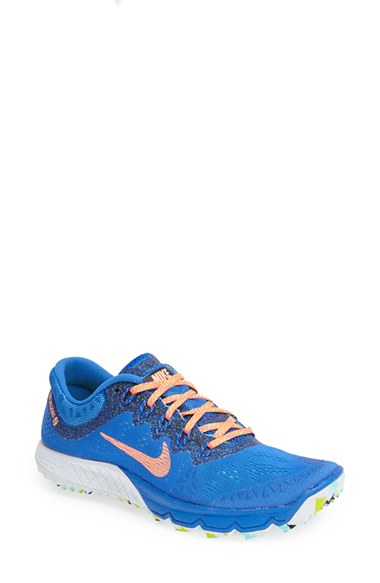 Nike 'Zoom Terra Kiger' Trail Running Shoe (Women) in Hyper Cobalt/Bright Mango