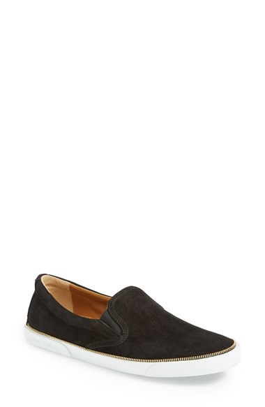 Jimmy Choo 'Demi' Slip-On Sneaker (Women) in black with gold detail