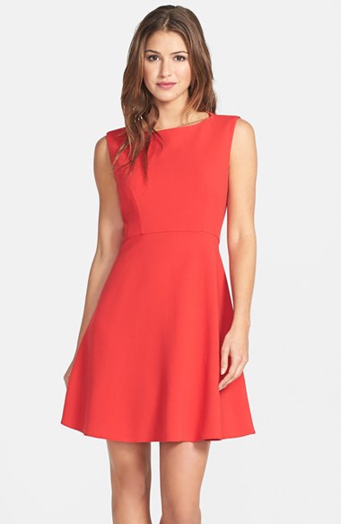 French Connection 'Feather Ruth' Fit & Flare Dress in Royal Scarlet Nordstrom