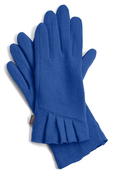Echo 'Touch - Pleated Cuff' Wool Blend Gloves in Cobalt