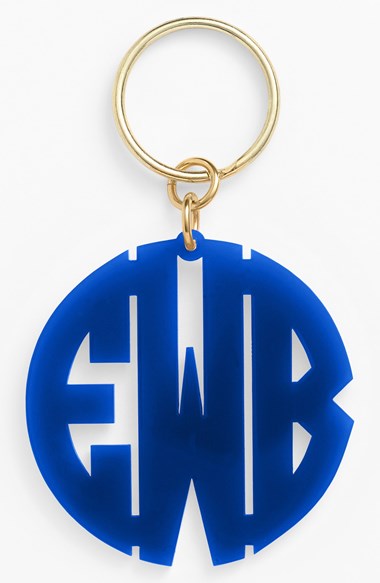 Moon and Lola Personalized Monogram Keychain in Cobalt