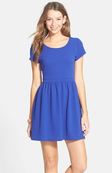 One Clothing Textured Skater Dress (Juniors) in Cobalt Blue