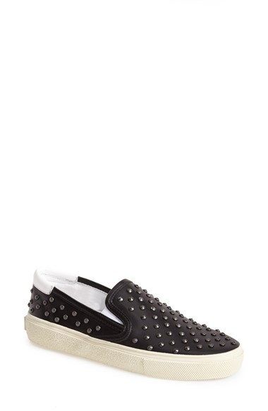 Saint Laurent Studded Skate Slip-On Sneaker (Women) in Black