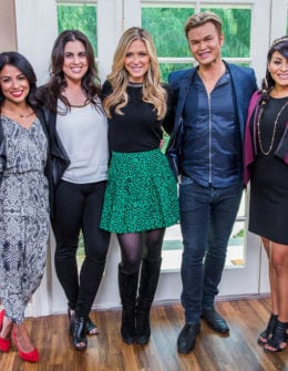 Don't you just love the "fob", messy boho beach waves and updo? These are three of the hottest trends! Be sure to watch the video below with Cristina Ferrare, Debbie Matenopoulos and hairstylist Kim Vo. Hallmark Home & Family. © 2014 Crown Media United States, LLC Alexx Henry Studios, LLC / Jeremy Lee